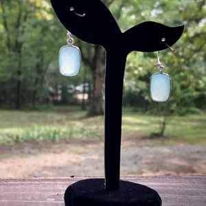 AQUA FACETED CHALCEDONY➕STERLING SILVER EARRINGS